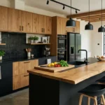 Beautiful Wooden and Black Kitchen Designs