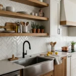Stylish White and Wood Kitchen Backsplash Ideas