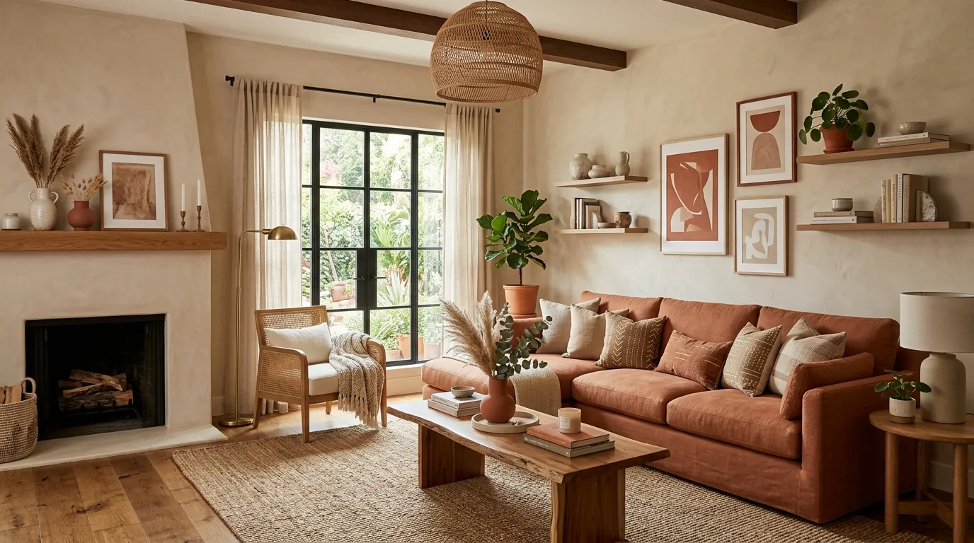 Stylish Terracotta and Beige Living Room Ideas