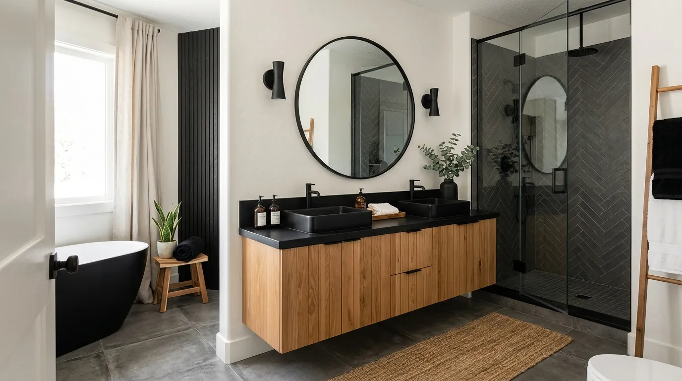 Wooden and Black Bathroom Ideas for a Stylish Look