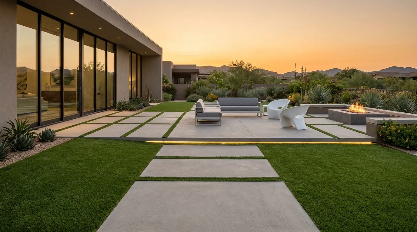 10 Modern Outdoor Patio With Grass Accents Ideas
