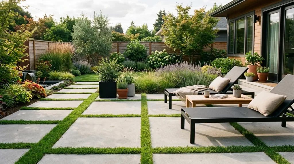 10 Modern Outdoor Patio With Grass Accents Ideas