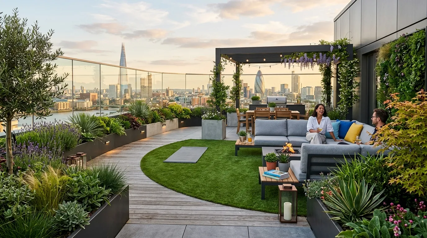 10 Modern Rooftop Garden With Artificial Grass Ideas