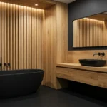 Wooden and Black Bathroom