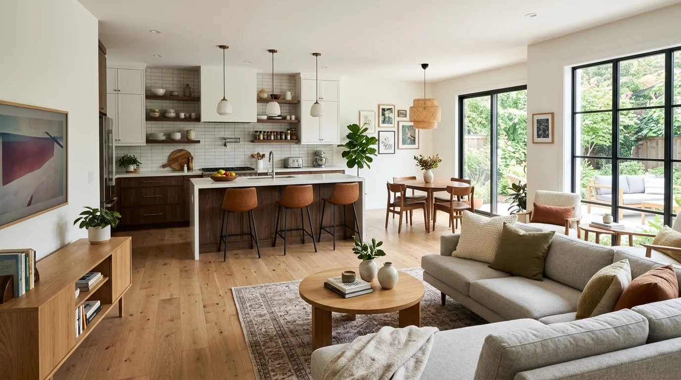 Open Kitchen with Living Room Ideas for Space