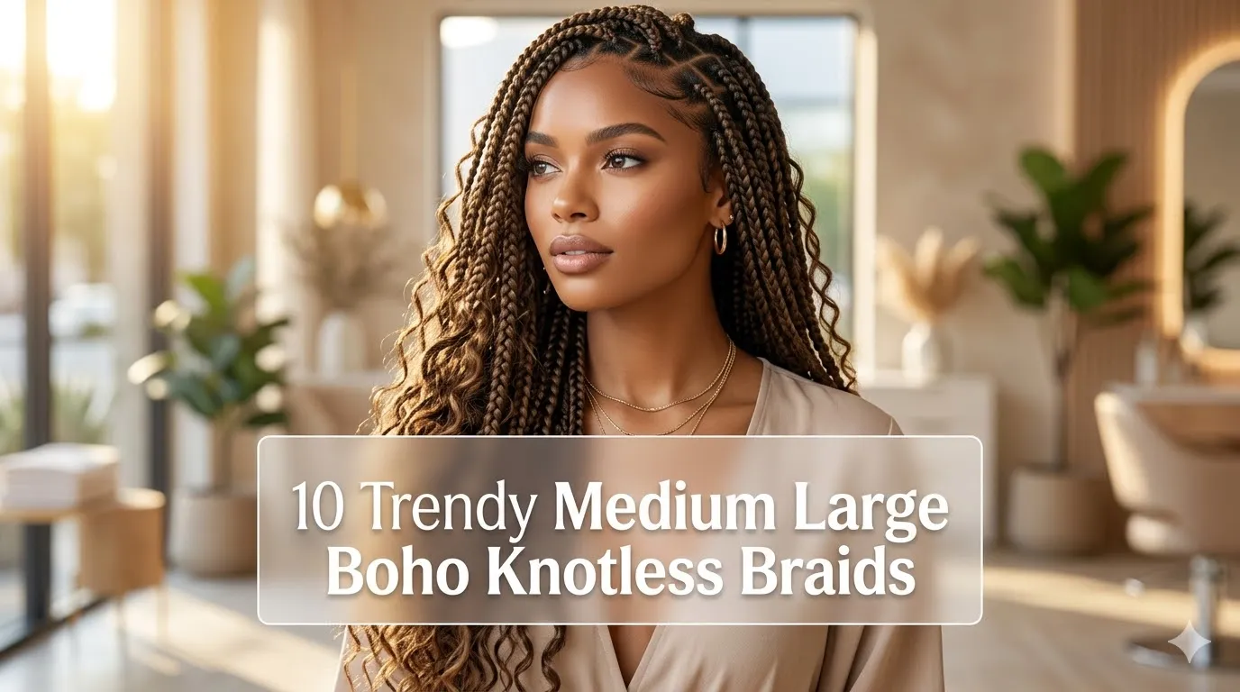 10 Trendy Medium Large Boho Knotless Braids